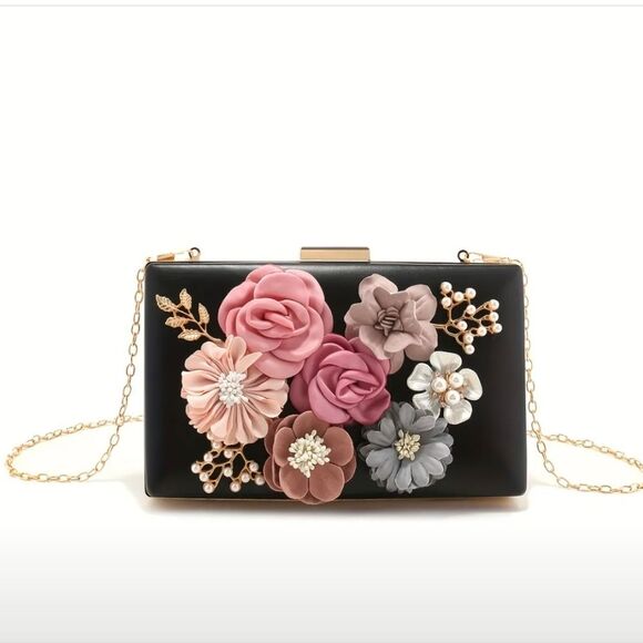 Floral Embellished Clutch Evening Bag - Picture 1 of 7